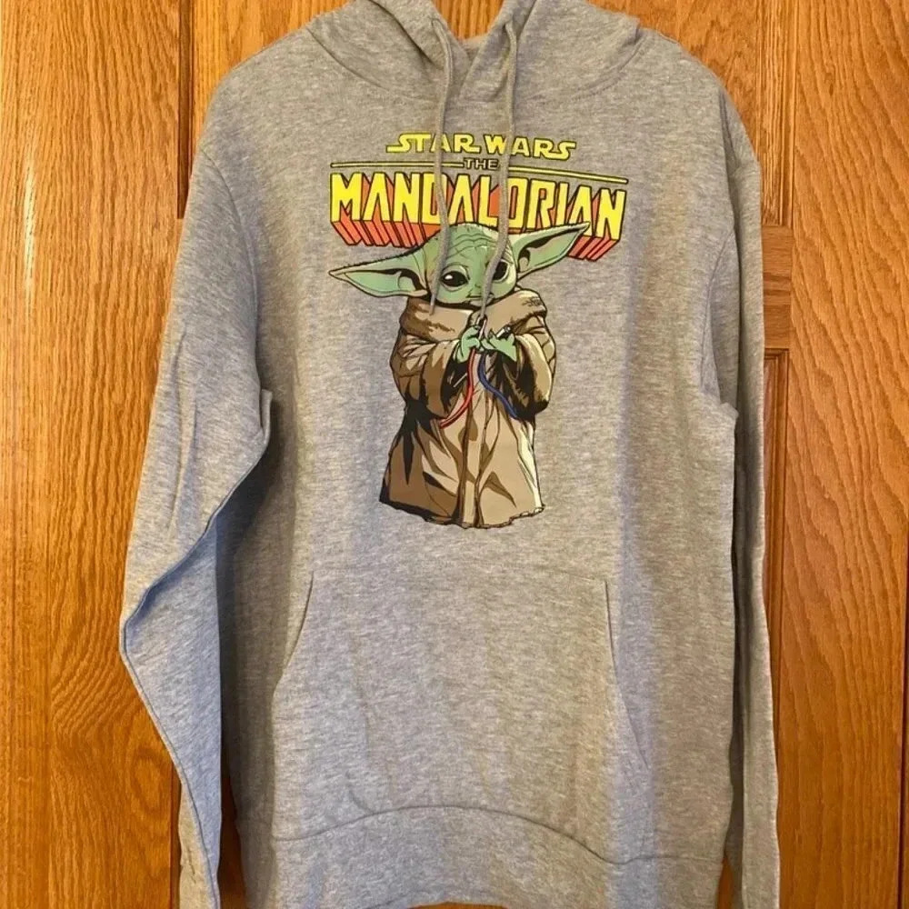Star Wars Grogu Wires Logo Style Men's Pullover Hoodie Sweatshirt